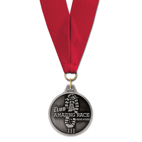 1-1/2" Custom HM Award Medal With Grosgrain Neck Ribbon