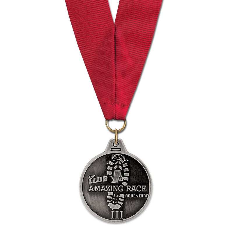 1-1/2" Custom HM Award Medal With Grosgrain Neck Ribbon