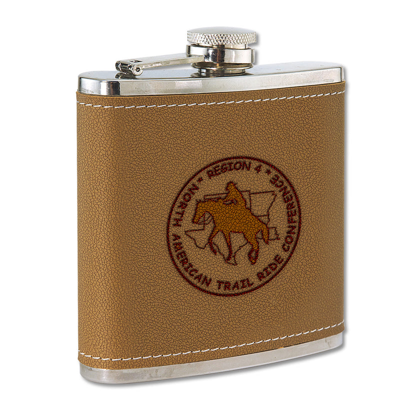 6 oz. Leather Stainless Award Flask