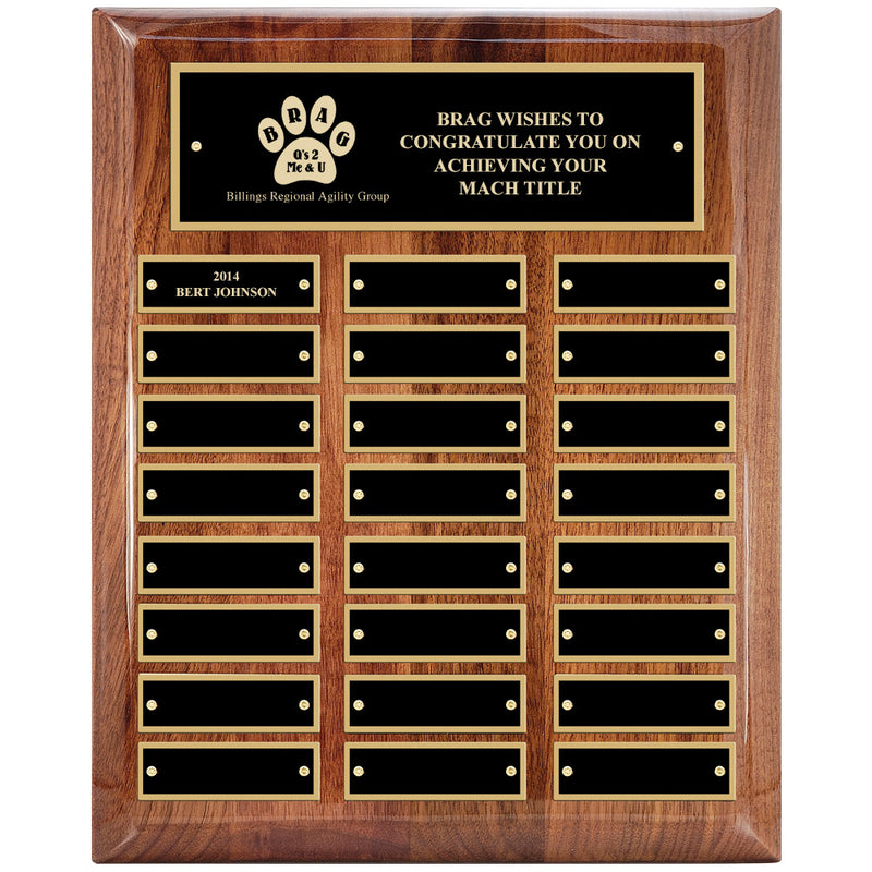 10-1/2" x 13" Custom Walnut Perpetual Plaque