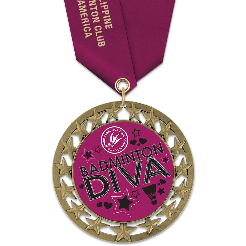 2-3/4" Custom RS14 Award Medal With Satin Neck Ribbon