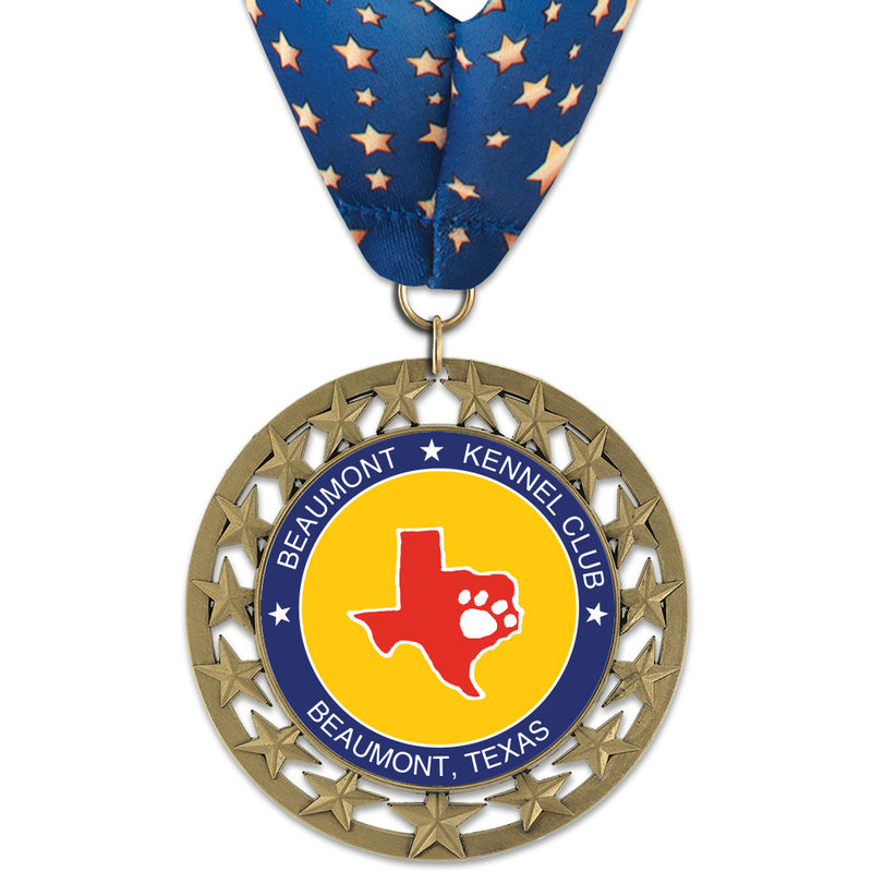 2-3/4" Custom RS14 Award Medal With Millennium Neck Ribbon