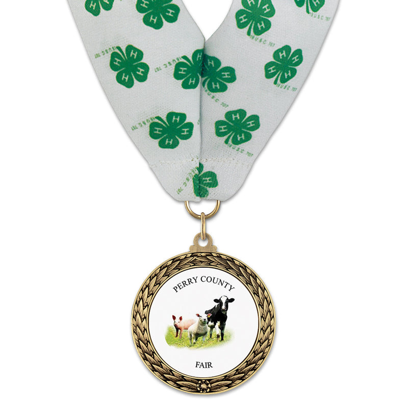 1-3/4" Custom LFL Award Medal With Millennium Neck Ribbon