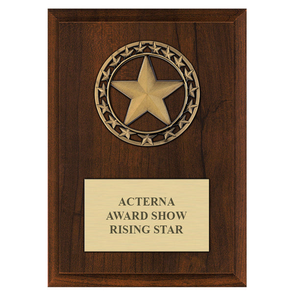 5" x 7" Custom Rising Star Medal Cherry Plaque