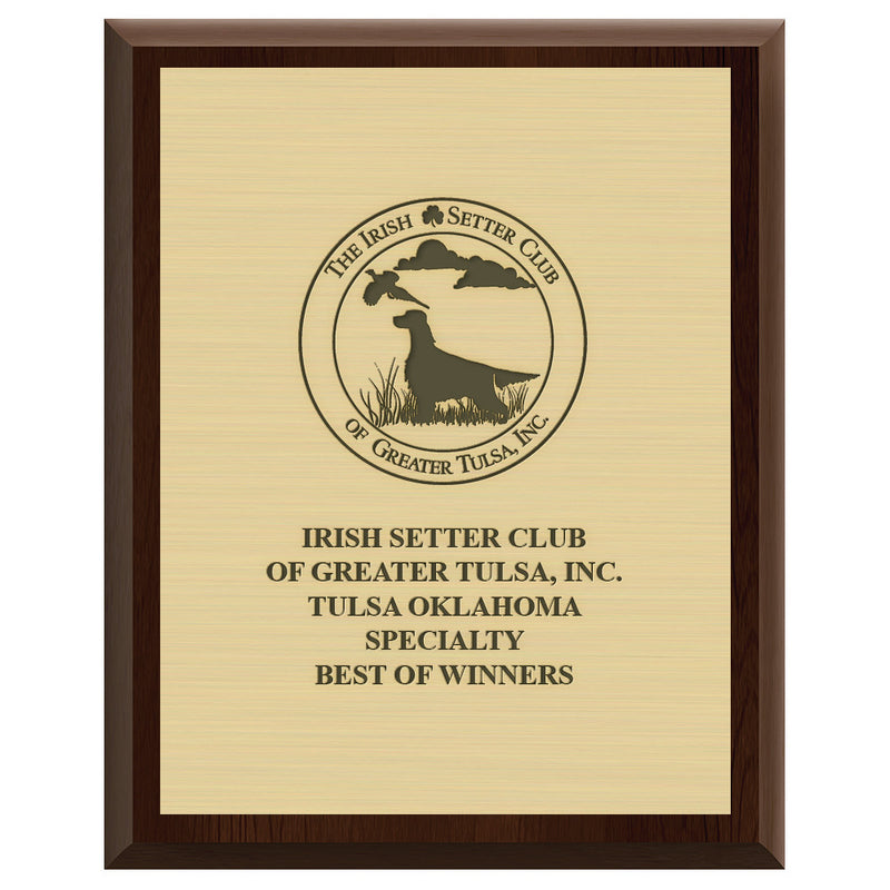 5" x 7" Custom Cherry Plaque With Engraved Plate