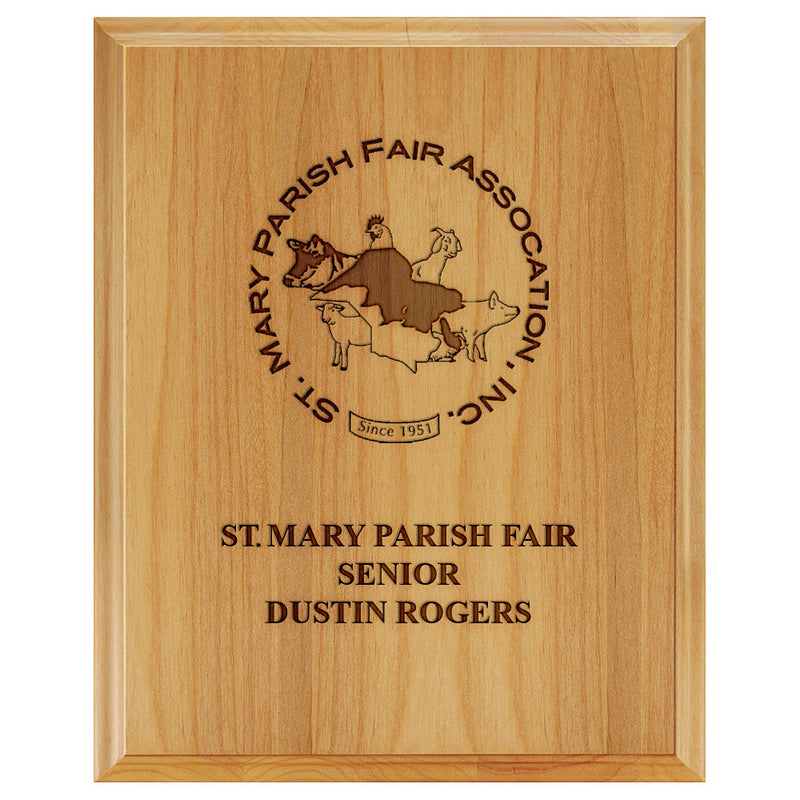 8" x 10" Custom Red Alder Engraved Plaque