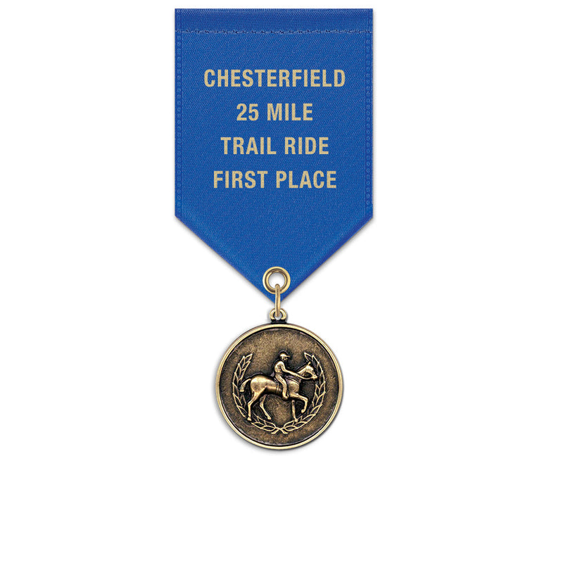 1-1/8" Custom CX Award Medal With Satin Drape Ribbon