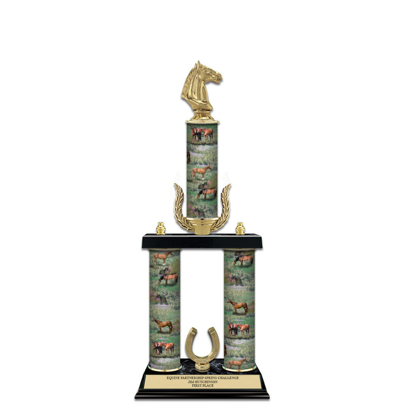 20" Black Finished Award Trophy With Wreath And Trim