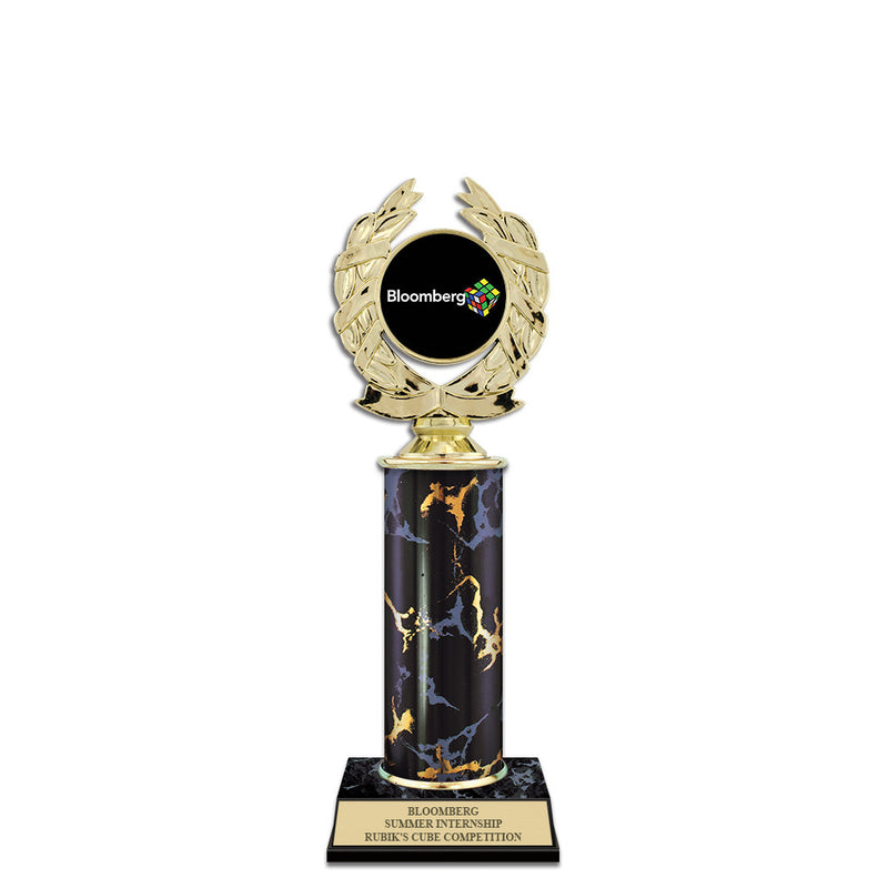 10" Custom Black/Gold Award Trophy w/Insert Top