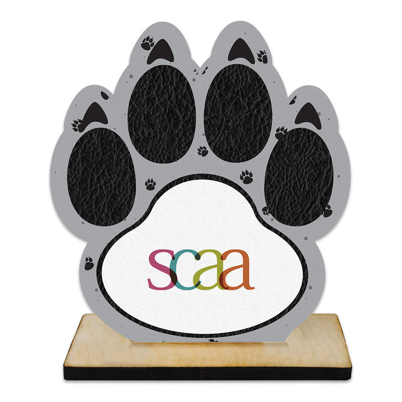 5" Paw Print Shape Birchwood Award Trophy With Natural Birchwood Base