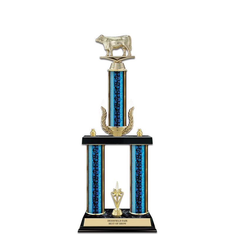 20" Black Finished Award Trophy With Wreath And Trim