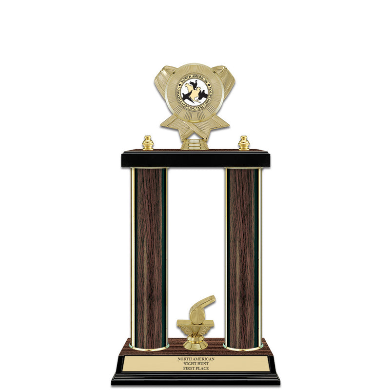 15" Custom Walnut Finished Award Trophy With Trim & Insert Top