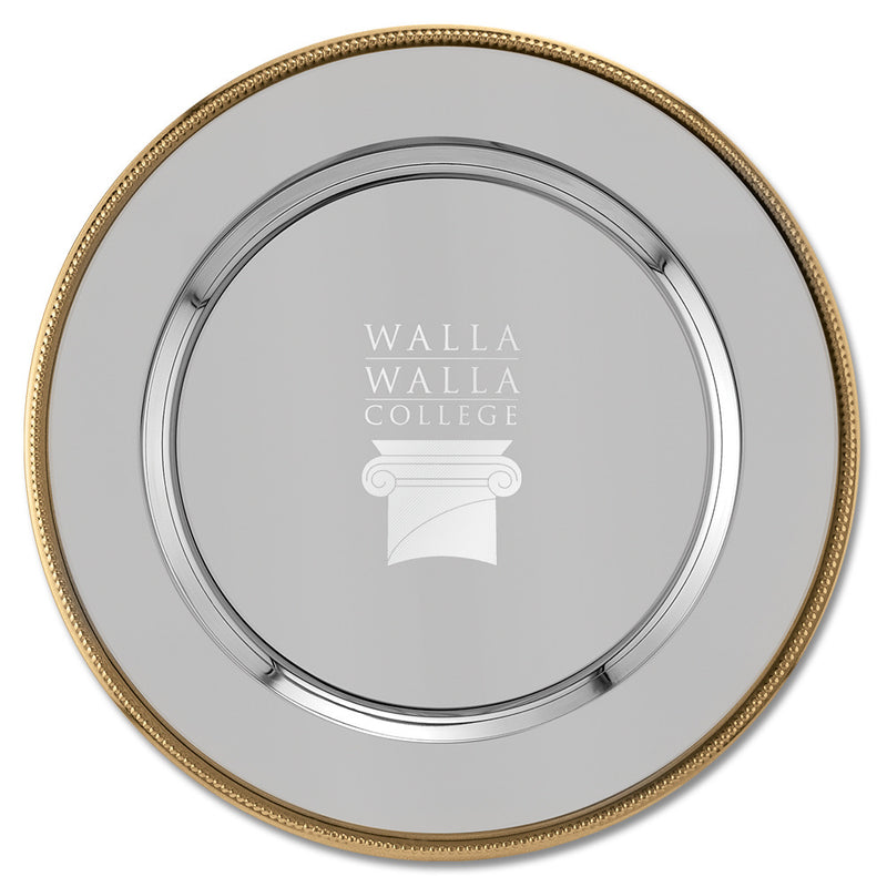 12" Round Charger Award Tray With Gold Border