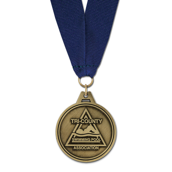 1-3/4"  HL Award Medal w/ Grosgrain Neck Ribbon