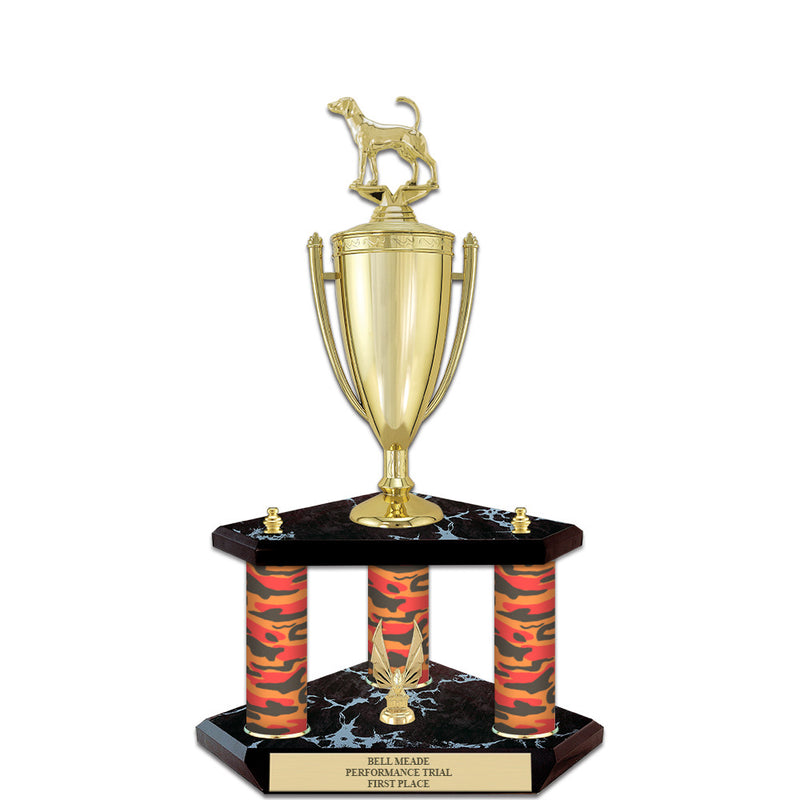 20" Black Finished Award Trophy With Loving Cup And Trim