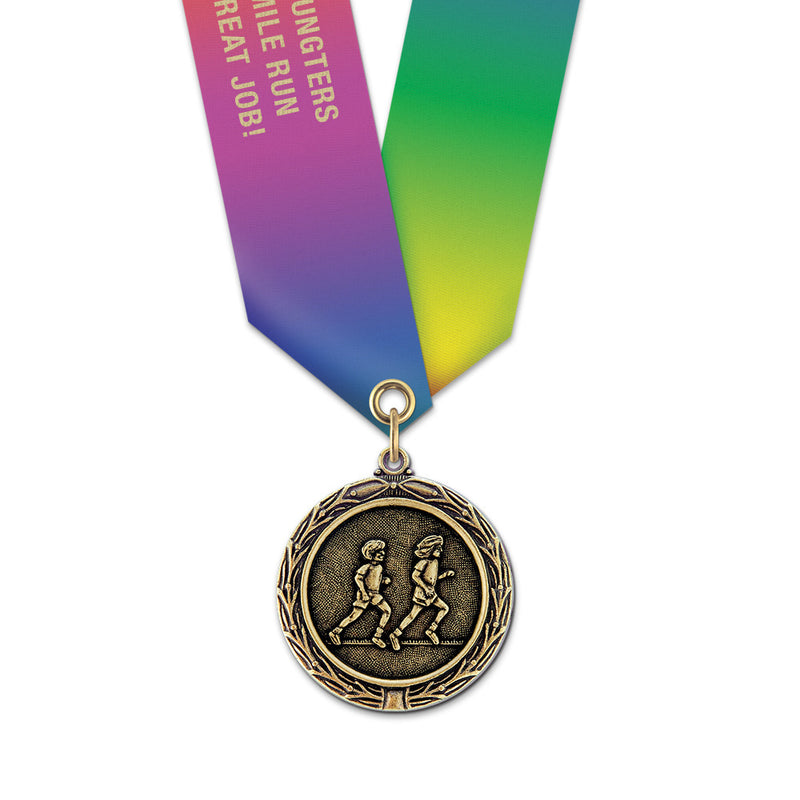 1-1/2" Custom MX Award Medal With Specialty Satin Neck Ribbon