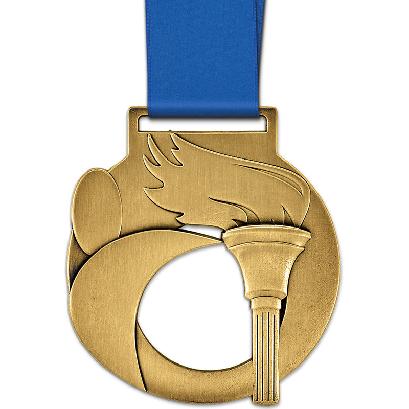 3-1/2" Custom Atlas Award Medal WIth Satin Neck Ribbon