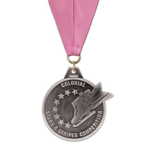 2" Custom HG Award Medal With Grosgrain Neck Ribbon