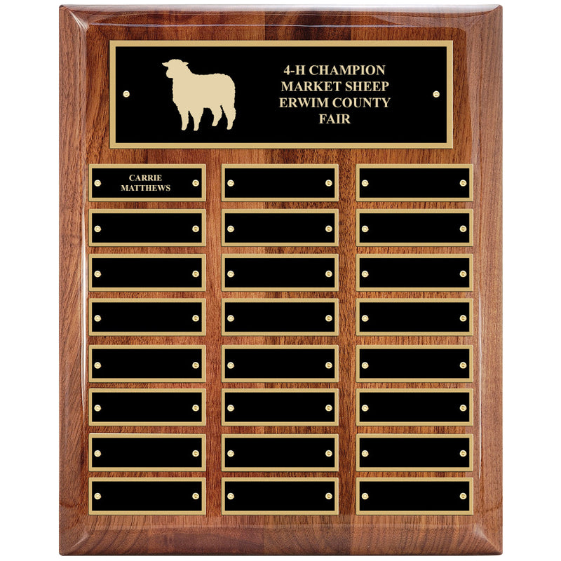 10-1/2" x 13" Custom Walnut Perpetual Plaque