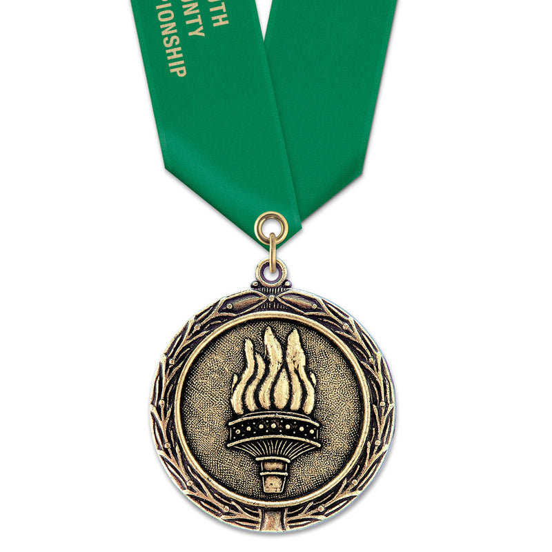 2-1/4" Custom LX Award Medal With Satin Neck Ribbon