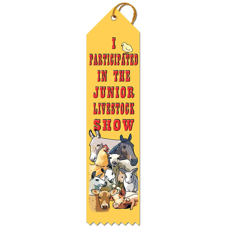 2" X 8" Stock Multicolor Point Top Junior Livestock Show Award Ribbon