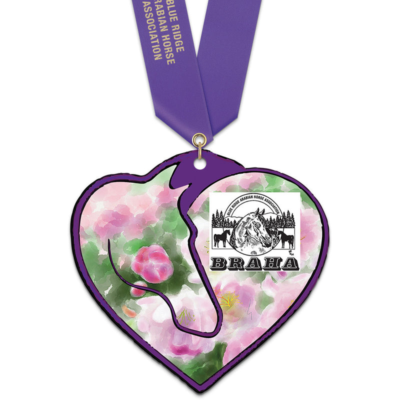 5" Custom Shape Birchwood Medal With Satin Neck Ribbon