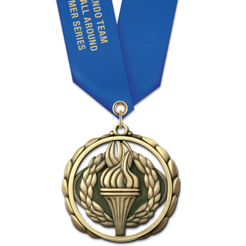 2-3/8" Custom ES Award Medal With Satin Neck Ribbon