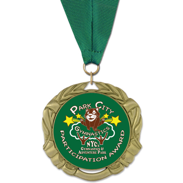 2-3/4" Custom XBX Award Medal With Grosgrain Neck Ribbon