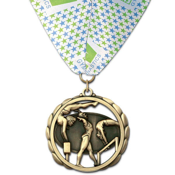 2-3/8" ES Award Medal w/ Custom Millennium Neck Ribbon