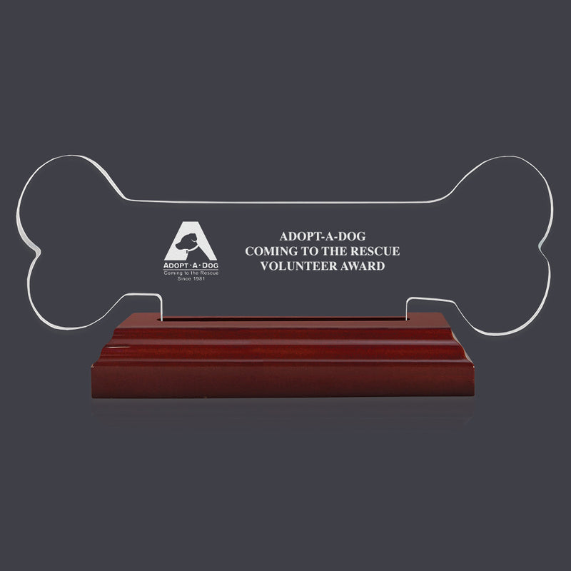 Engraved Dog Bone Shaped Acrylic Trophy