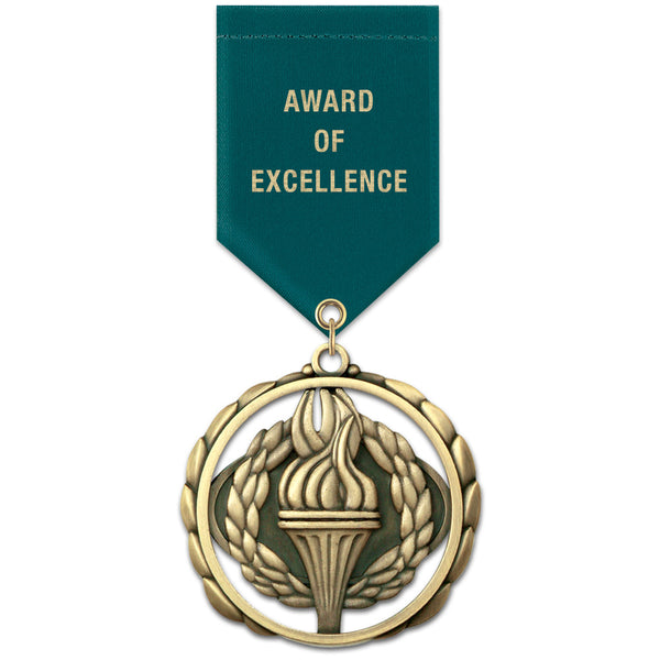 2-3/8"  ES Award Medal w/ Satin Drape Ribbon