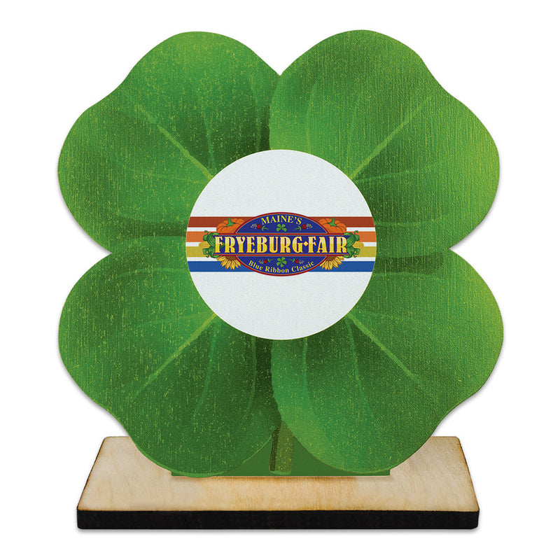 5" Clover Shape Birchwood Award Trophy With Natural Birchwood Base