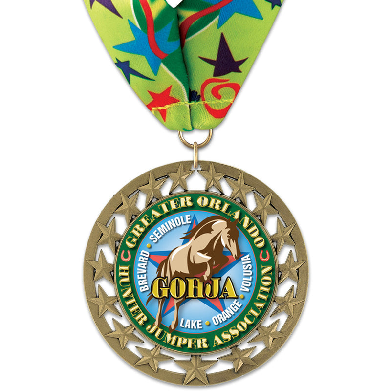 2-3/4" Custom RS14 Award Medal With Millennium Neck Ribbon