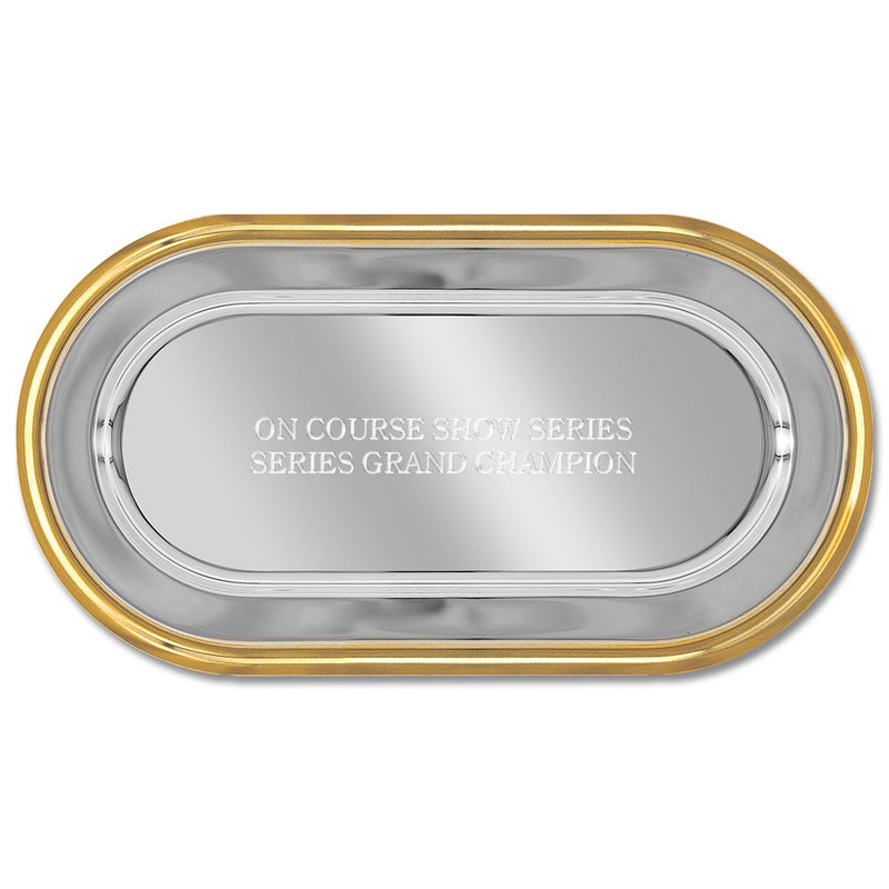 11-1/4" x 6-1/4" Oval Award Tray With Gold Border