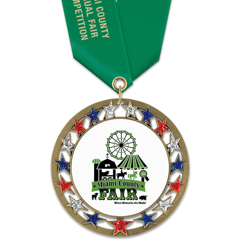 2-3/4" Custom RSG Award Medal With Satin Neck Ribbon