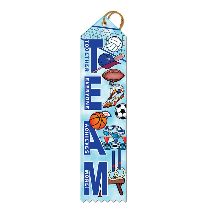 2" X 8" Stock Multicolor Point Top Team Award Ribbon