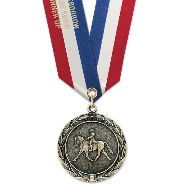 1-3/4" Custom HBX Award Medal With Specialty Satin Neck Ribbon