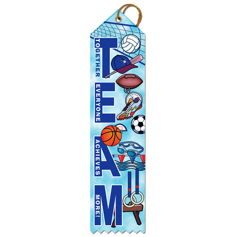 2" X 8" Stock Multicolor Point Top Team Award Ribbon