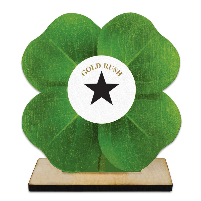 5" Clover Shape Birchwood Award Trophy With Natural Birchwood Base