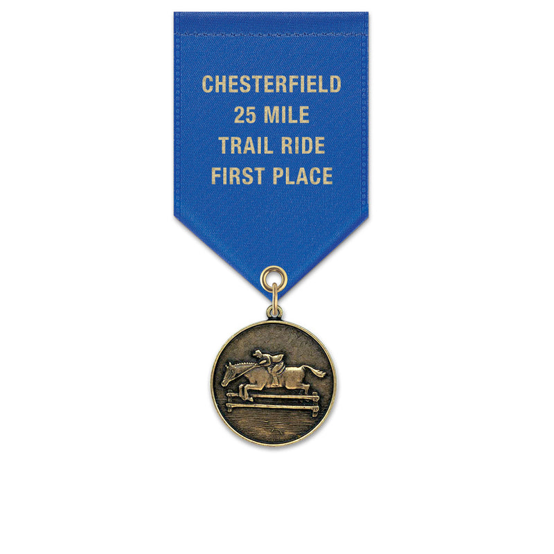 1-1/8" Custom CX Award Medal With Satin Drape Ribbon