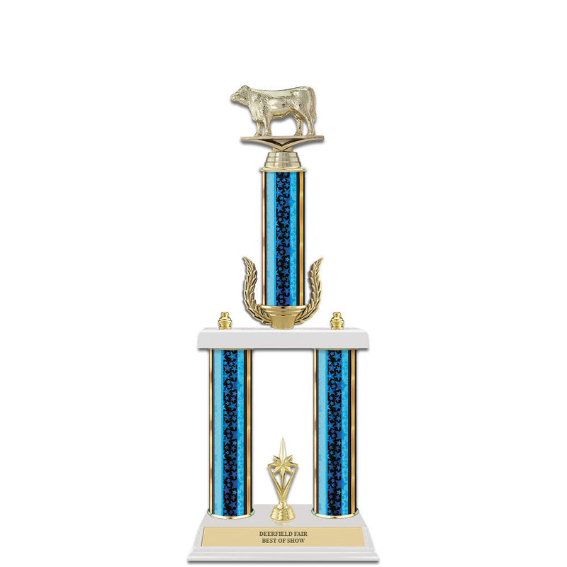 20" White Finished Award Trophy With Wreath And Trim