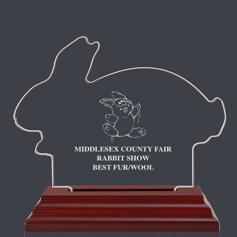 Engraved Rabbit Shaped Acrylic Award Trophy