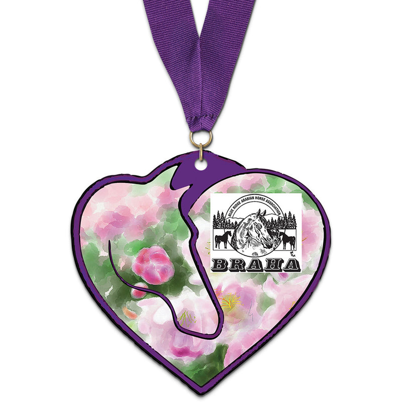 5" Custom Shape Birchwood Medal With Any Grosgain Neck Ribbon