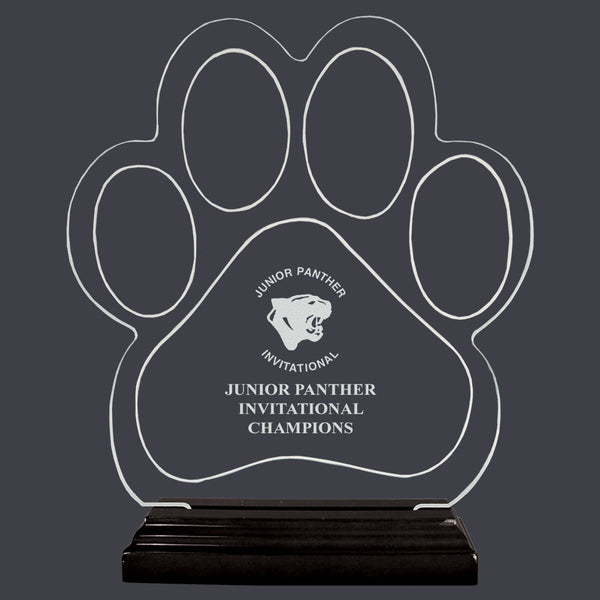 4-1/2" Custom Engraved Large Paw Print Shaped Acrylic