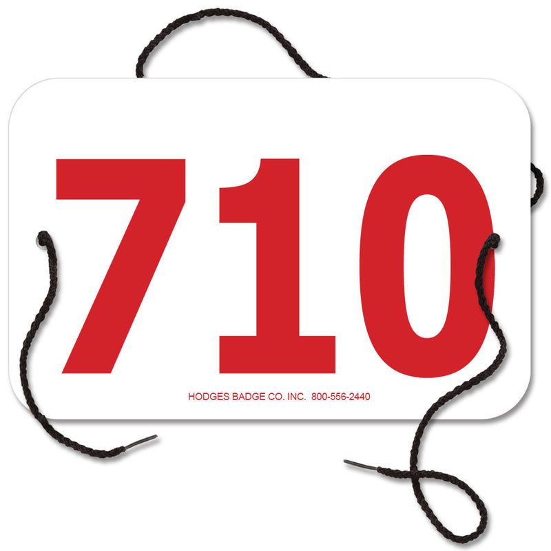 Small Rectangular Exhibitor Number With String