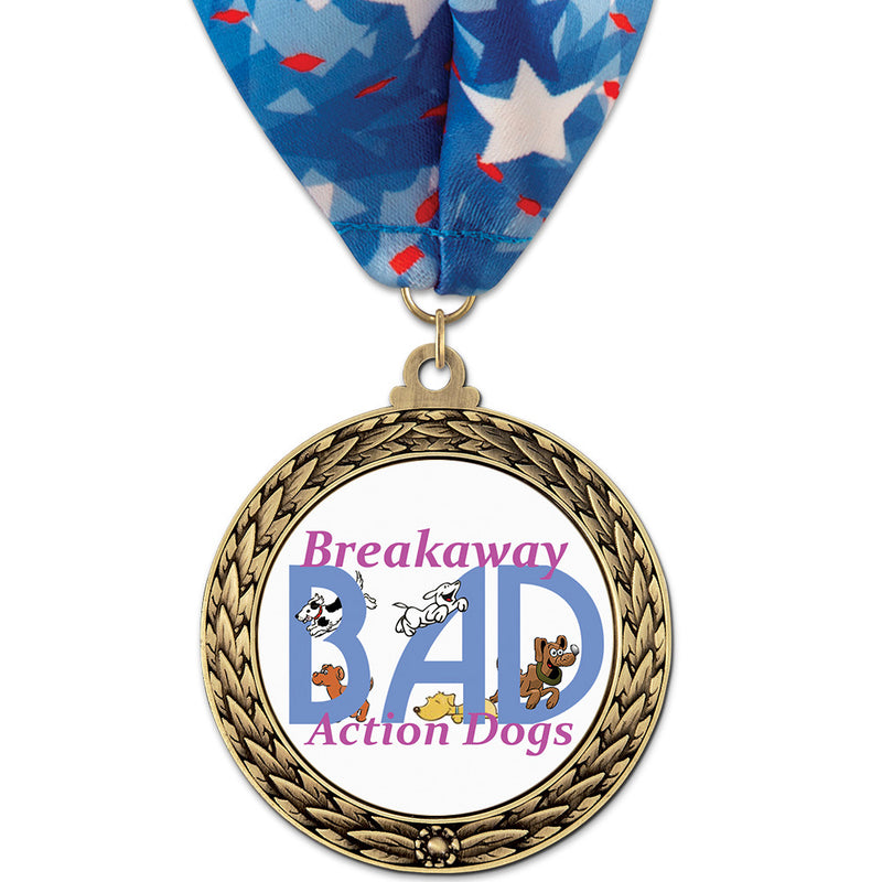 2-5/8" Custom GFL Award Medal With Millennium Neck Ribbon