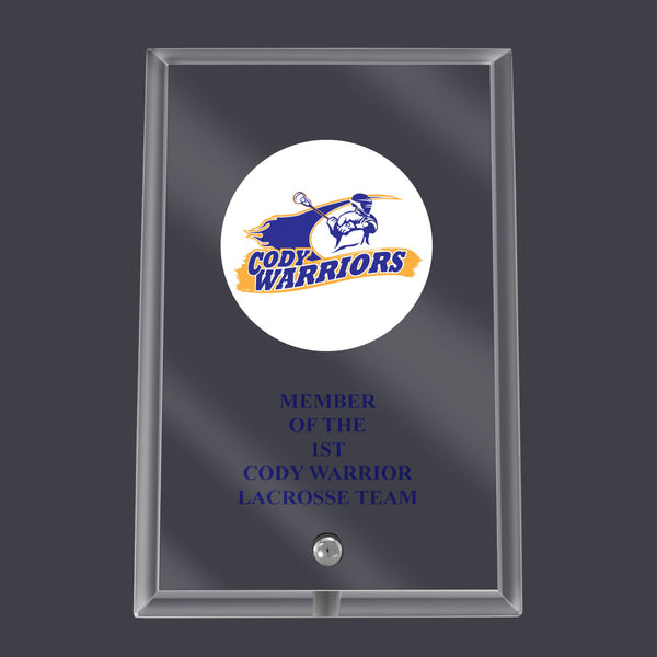 4" X 6" Custom Full Color Clear Glass Beveled Edge Desk Plaque