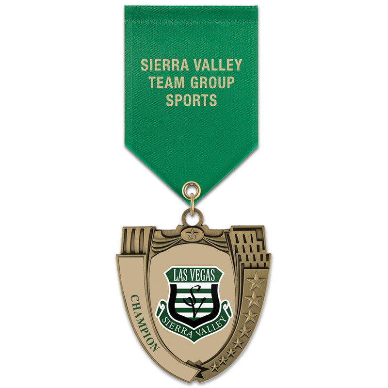 2-3/4"  Custom MS14 Award Medal w/ Satin Drape Ribbon