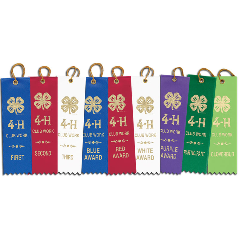 2" X 8" Stock Square Top 4-H Club Work Award Ribbon