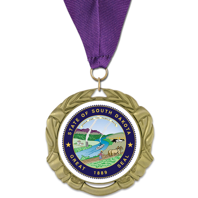 2-3/4" Custom XBX Award Medal With Grosgrain Neck Ribbon